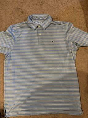 Vineyard Vines performance Blue and White Striped Men's Polo